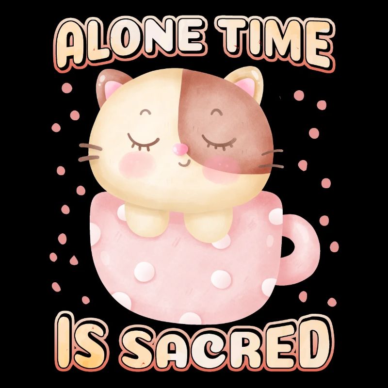 Introvert, cute cat in coffee cup, saying