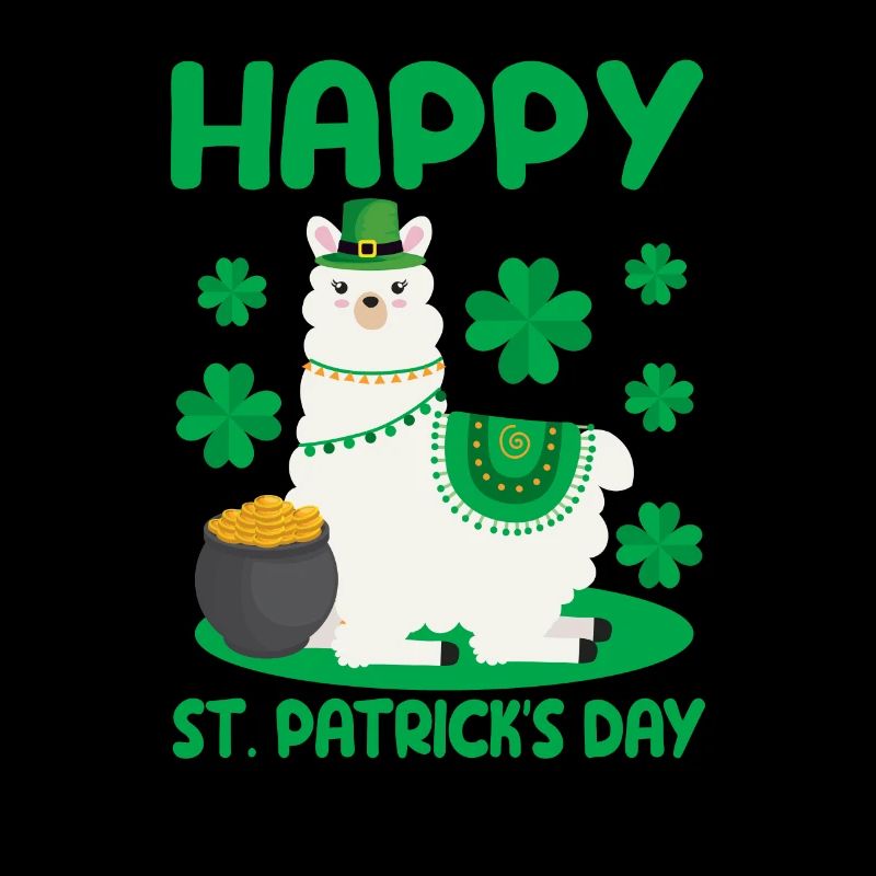 Bonne Saint-Patrick Lama vert alpaga chanceux