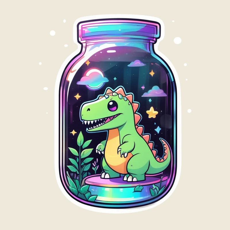 Dinosaurier in einem Cartoon-Glas