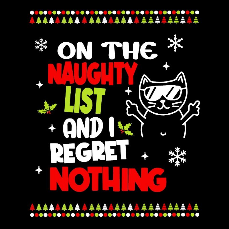 Naughty Cat Noël Drôle Tenue De Noël