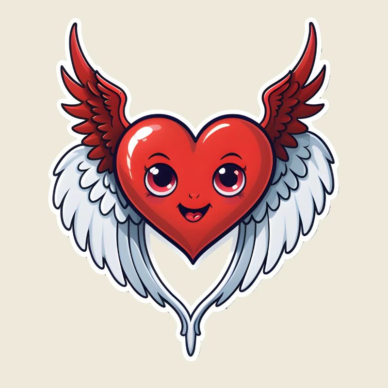 coeur rouge avec des ailes