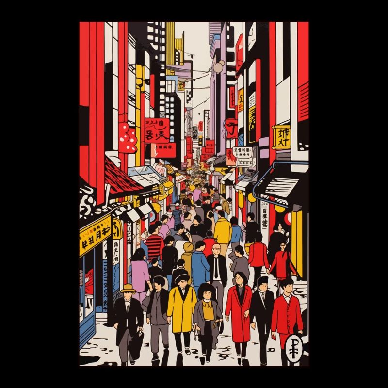 Affiche d’art de bande dessinée : Shopping à Tokyo