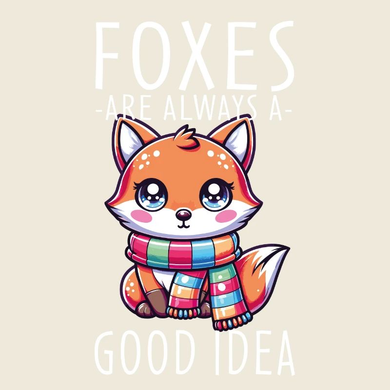 Charming Kawaii Fox With Scarf Graphic Featuring