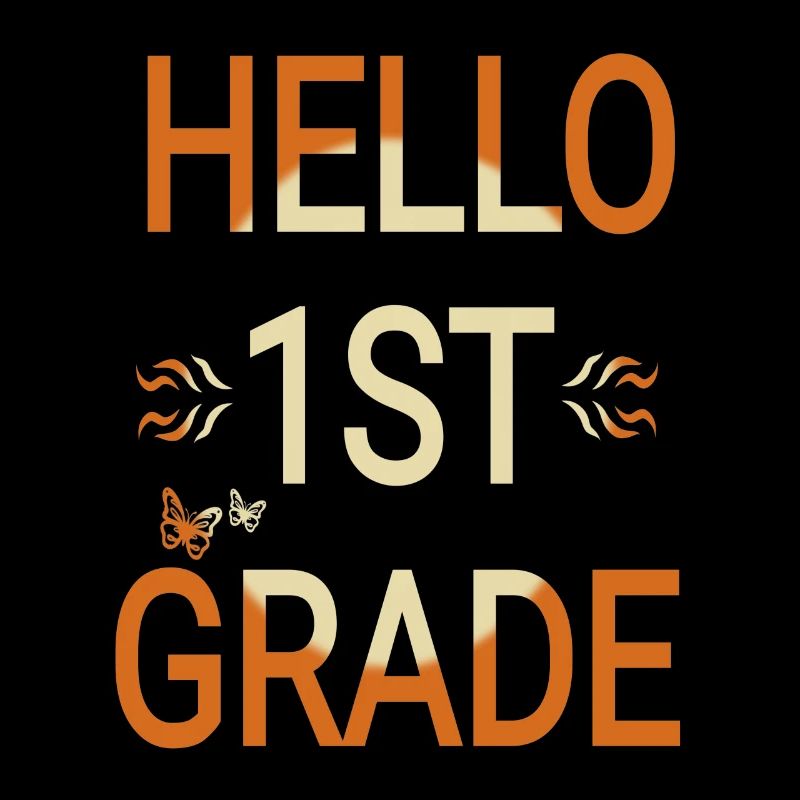 Colorful Hello 1st grade and school as first graders