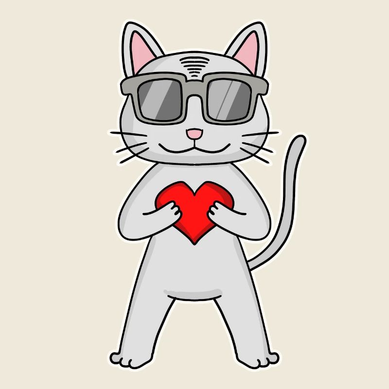 Cat with heart and glasses - Devon Rex