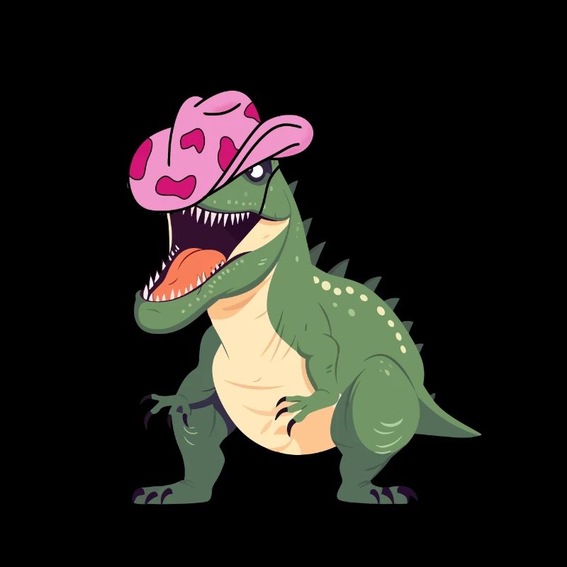Dinosaur Wearing a pink cowboy hat
