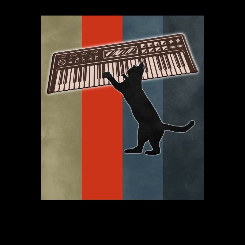 Retro Synth Cat - Vintage Studio Gear Analog