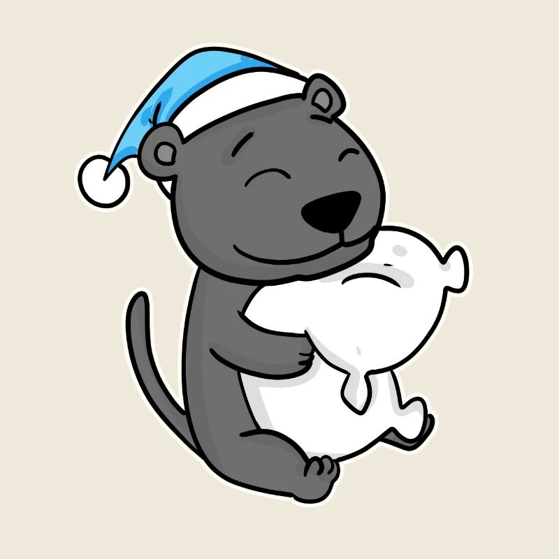 with pillow and sleepy cap