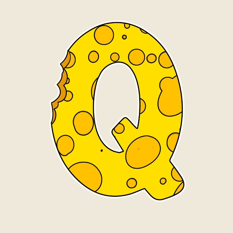 Buchstabe Q - Anfangsbuchstabe Q - Käse Motiv