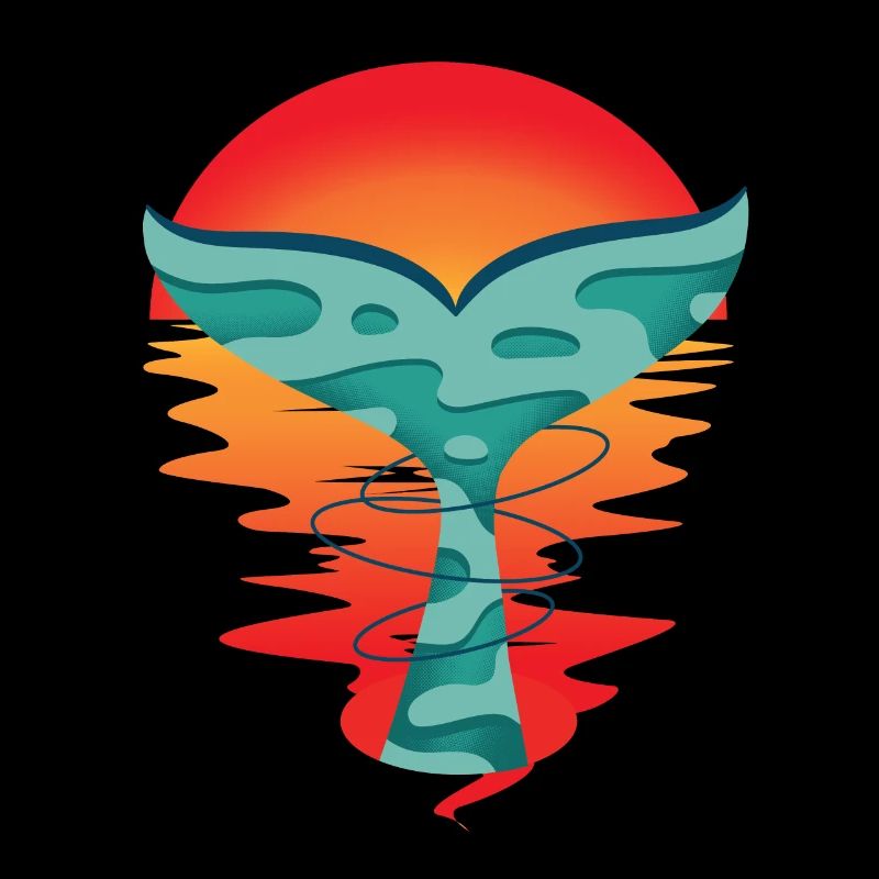Ocean Sunset Fish Greeting Shark Fin Ahoy