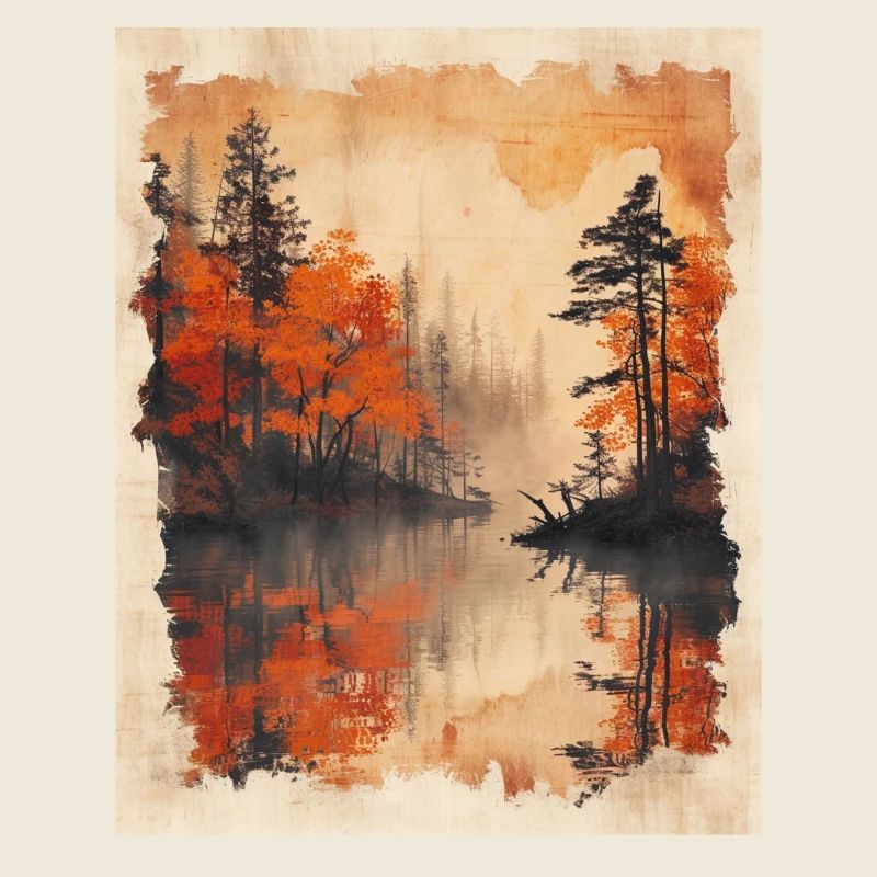 Classic Scenery Papyrus Scroll Onsen Japanese