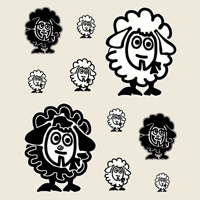 Troupeau de moutons blancs et de moutons noirs