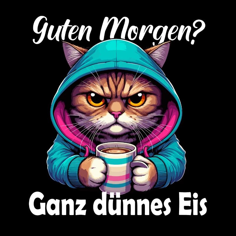 Kaffee Katze Morgenmuffel Langschläfer lustig