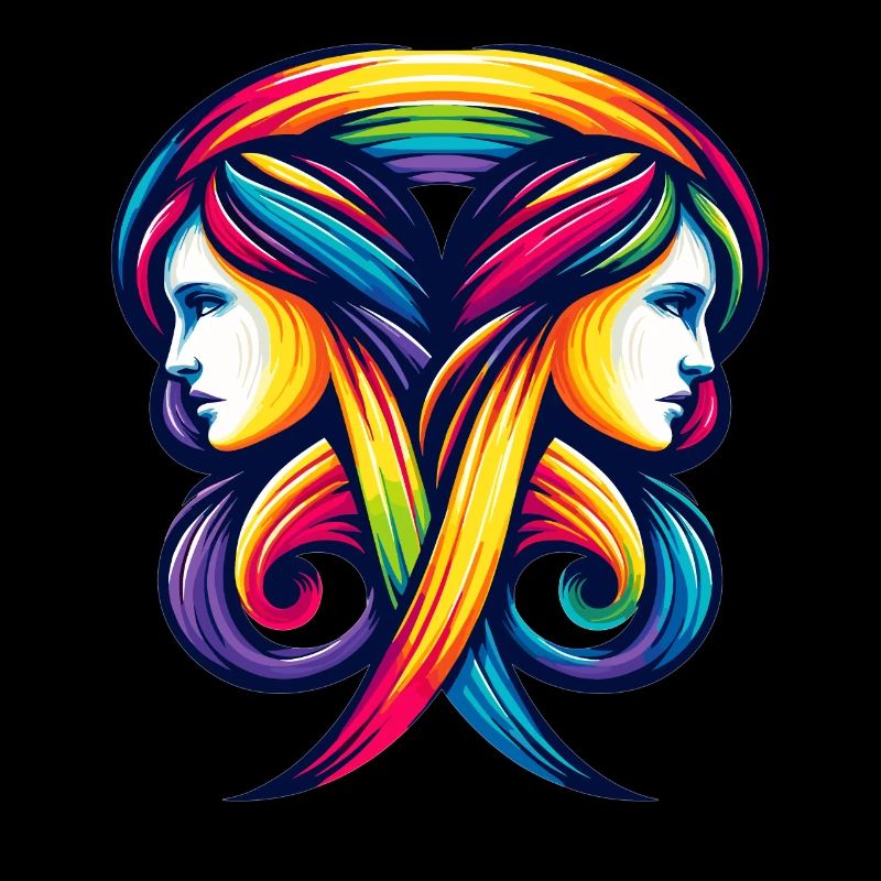 Gemini Zodiac Rainbow Harmony Design