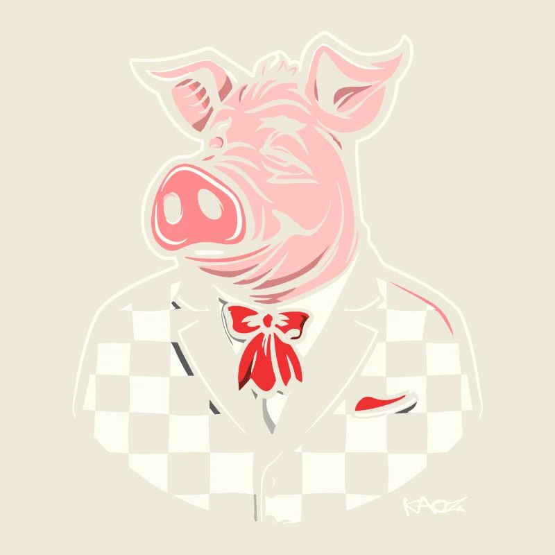 Checker, un cochon potelé dans le style des années 50