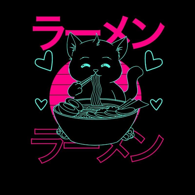 Esthétique Anime Ramen Chat Rétro Japonais