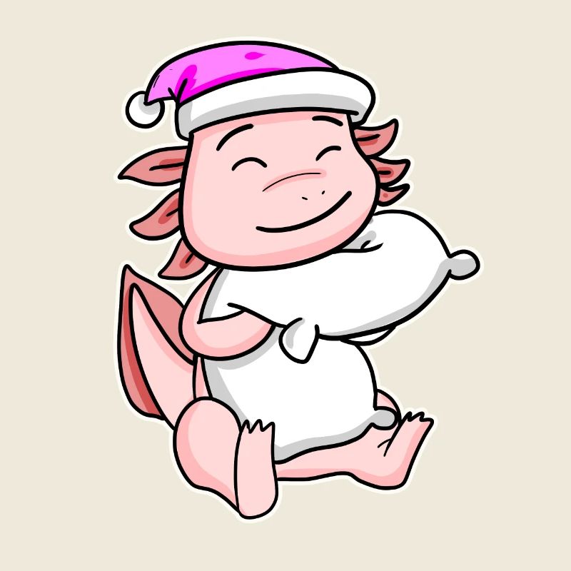 Axolotl Fatigué Dormir Dans Fille Endormie