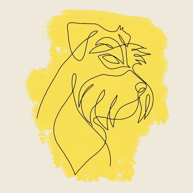 SCHNAUZER jaune une ligne