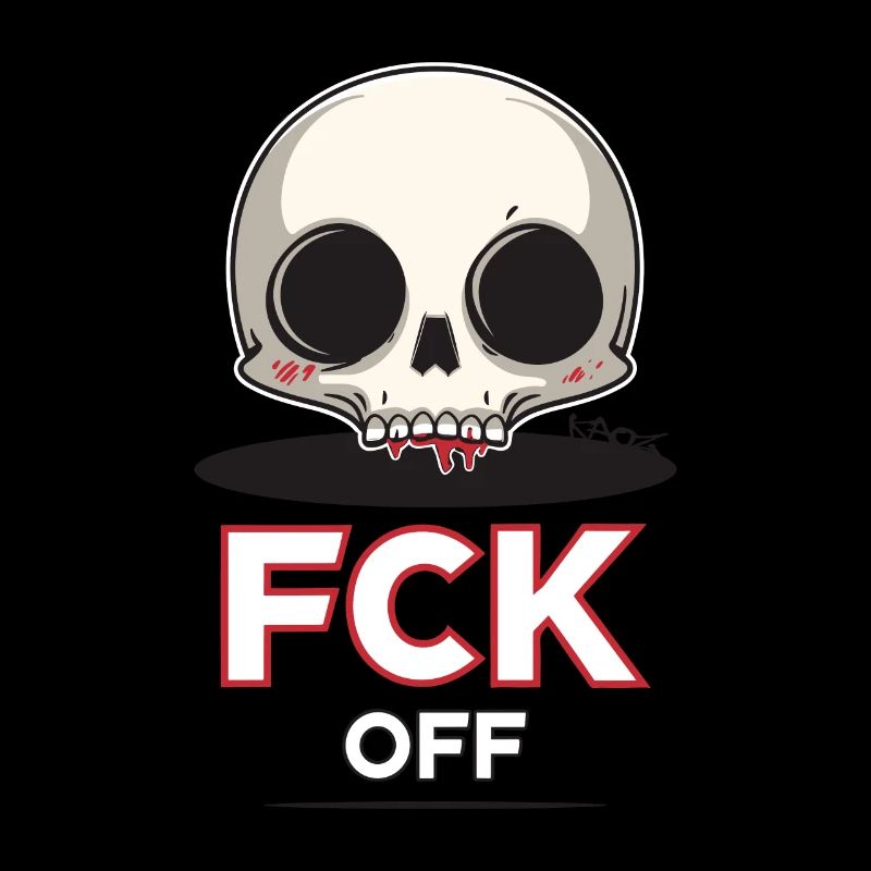 Fck Off, Chibi Cartoon Totenkopf