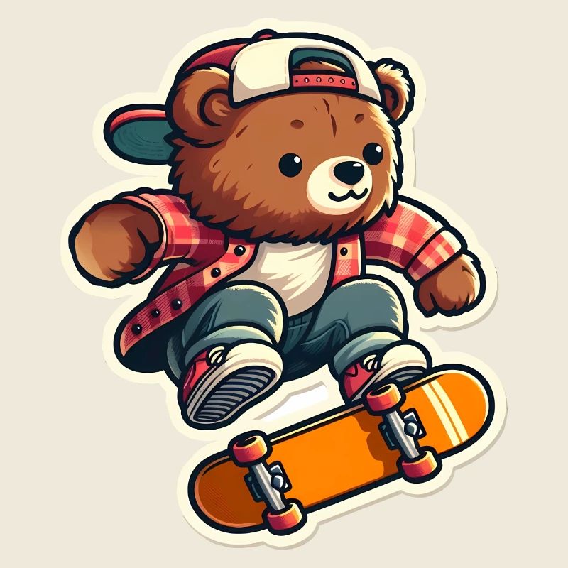 Bear Riding Skateboard