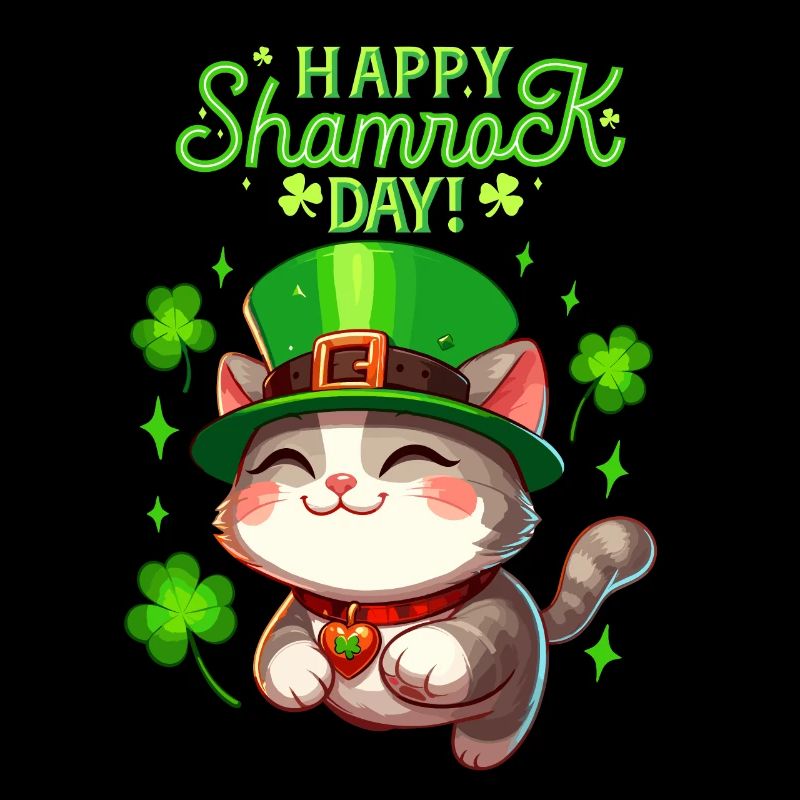 Katze St. Patrick's Day Kleeblatt Glück Kitten Fun