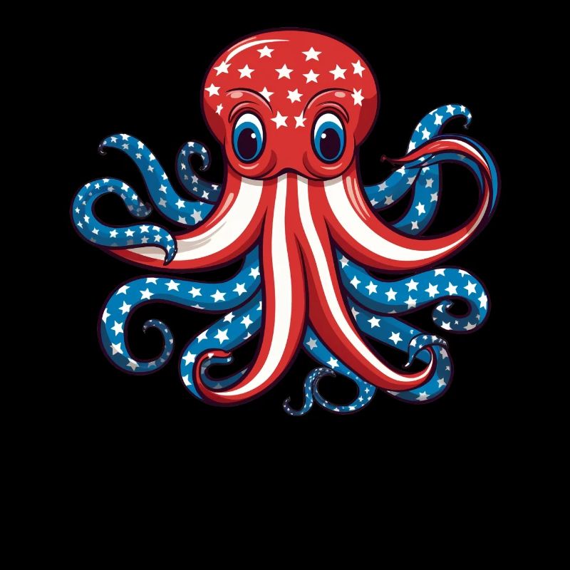 Octopus American Flag 4th of July Day Octopus Gift