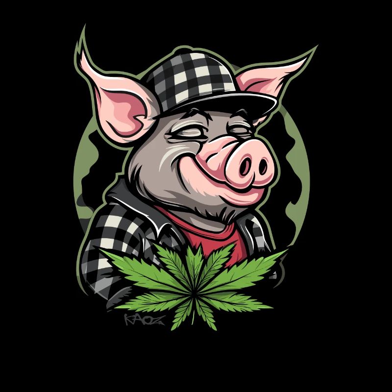 Cochon de cannabis à carreaux