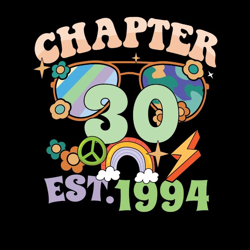 Turning 30 30th Birthday Retro Theme Peace Sign