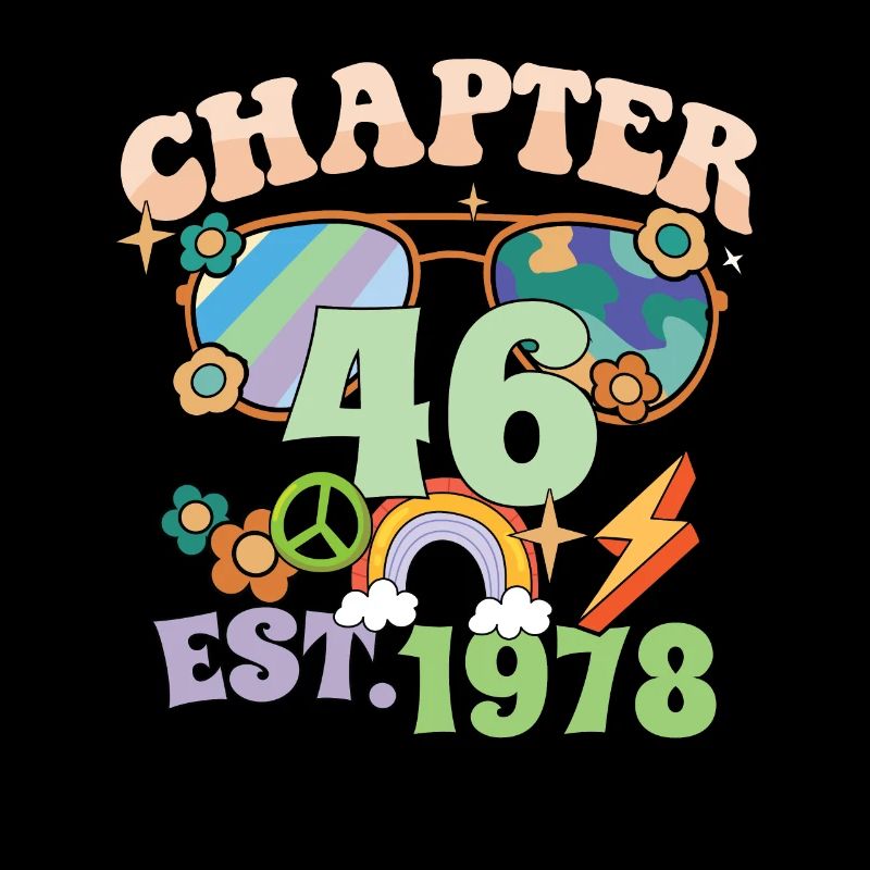 Turning 46 46th Birthday Retro Theme Peace Sign