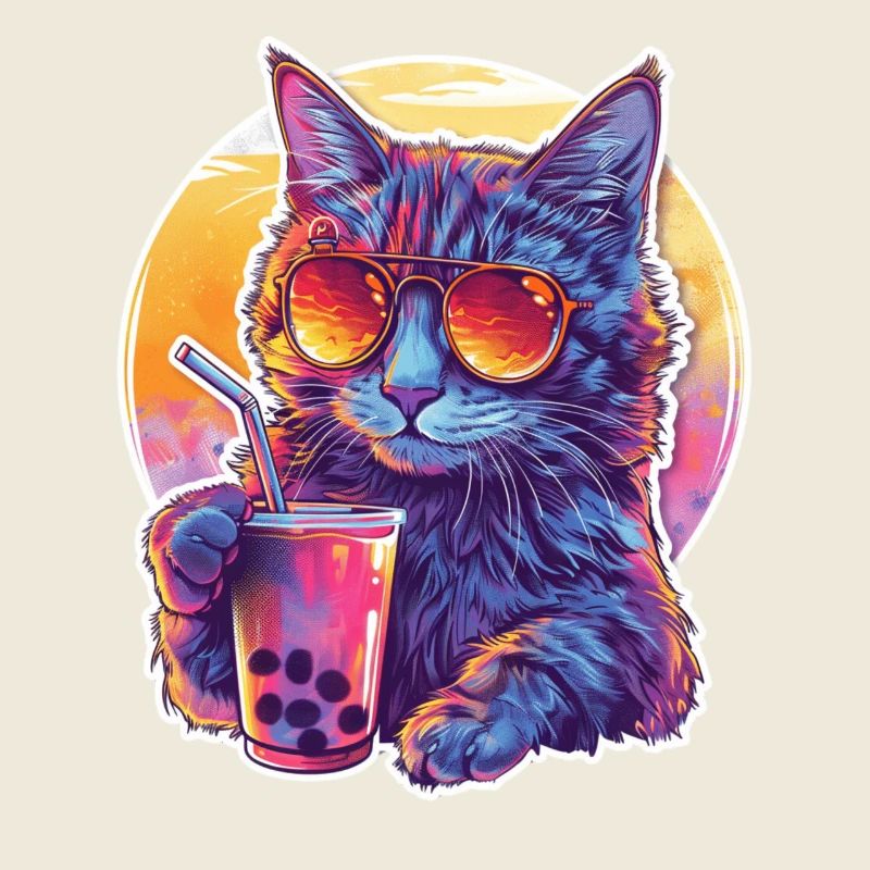 Bubble Tea Getränk Lover Kitten Drink Bande dessinée