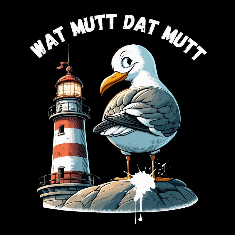Hamburg Dialect Seagull Funny Lighthouse North Fun