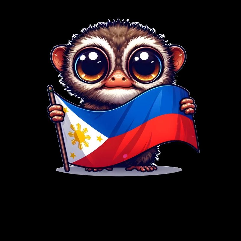 Tarsier avec drapeau philippin