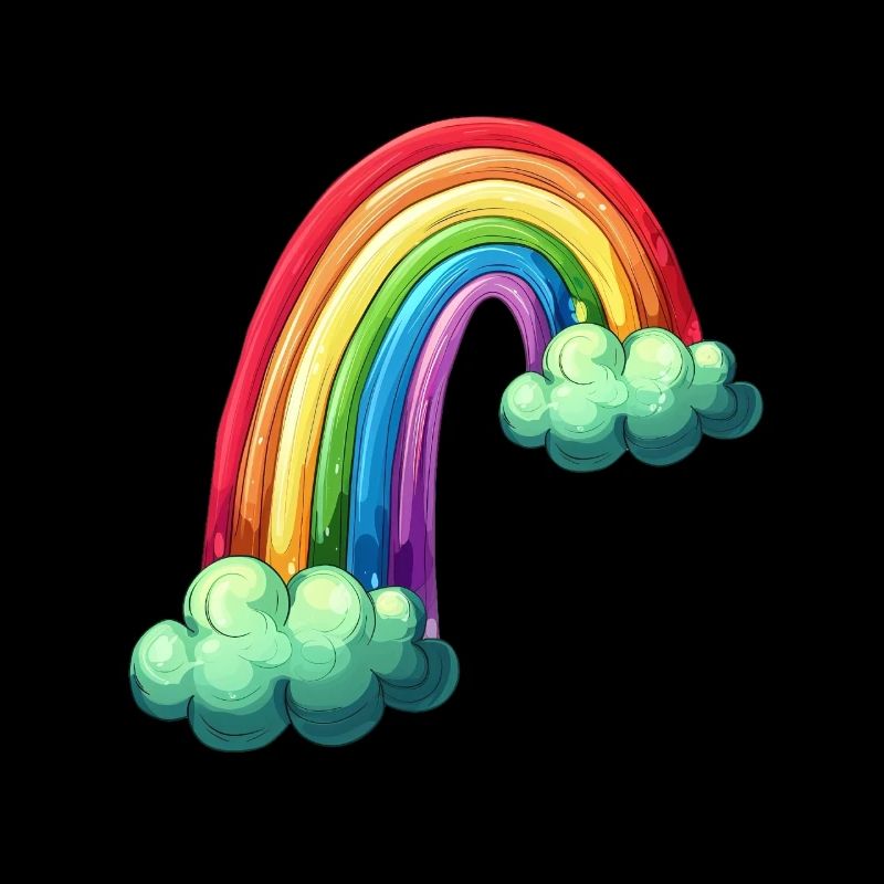 Colorful Rainbow With Clouds Drawing