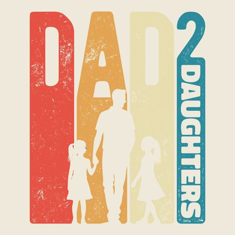 Vatertag Dad Hoch 2 Papa Töchter Retro Geschenk