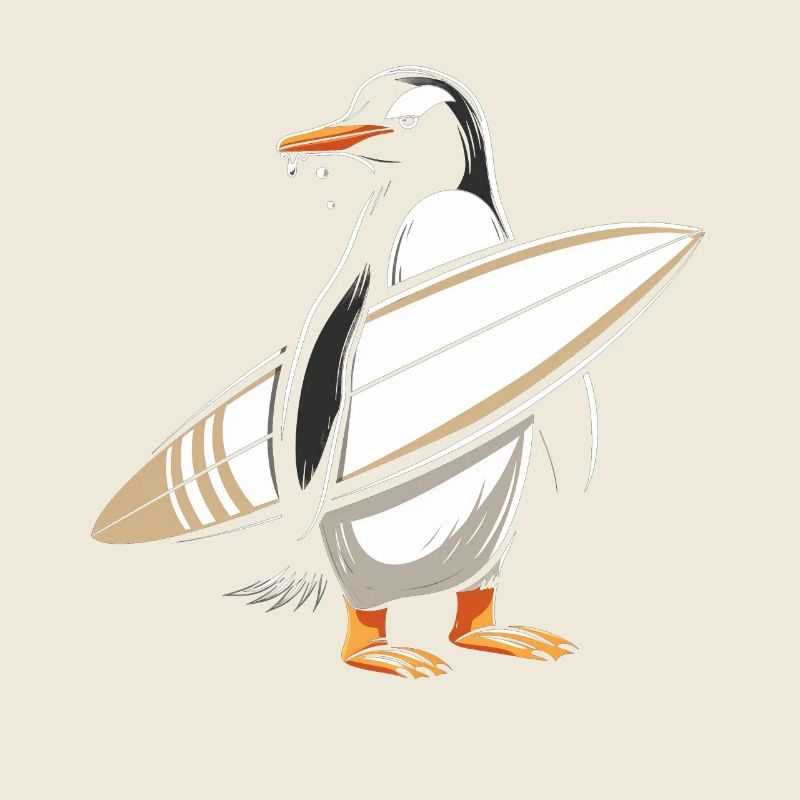 Surfer Penguin Gift Vintage Surfing