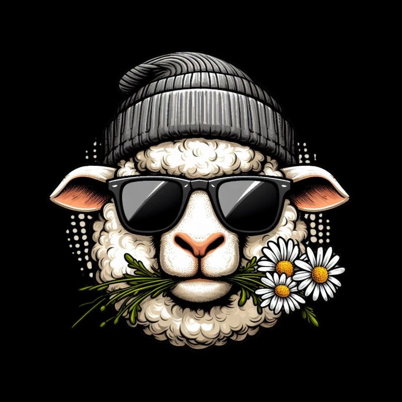 Schaf Lustig Sonnenbrille Beanie Gänseblümchen