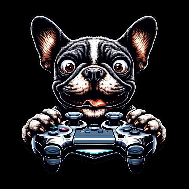 Bouledogue français et passionnés de jeux vidéo