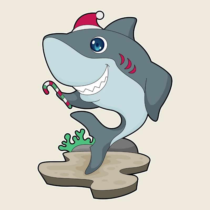 Shark Christmas Candy Cane
