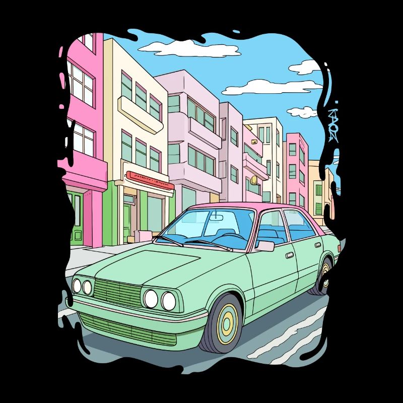 Bonbonfarbenes Straßenkreuzer Auto