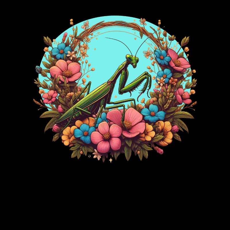 Mante religieuse dans une mer de fleurs