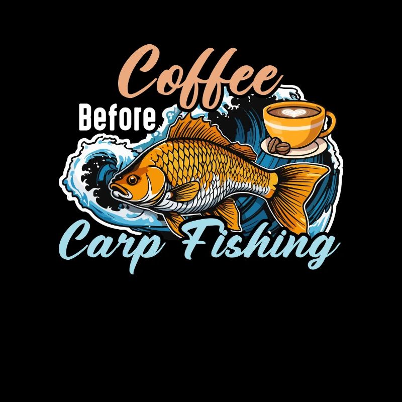 Carpe, pêcheur, café, poisson, chasse, amateur de café