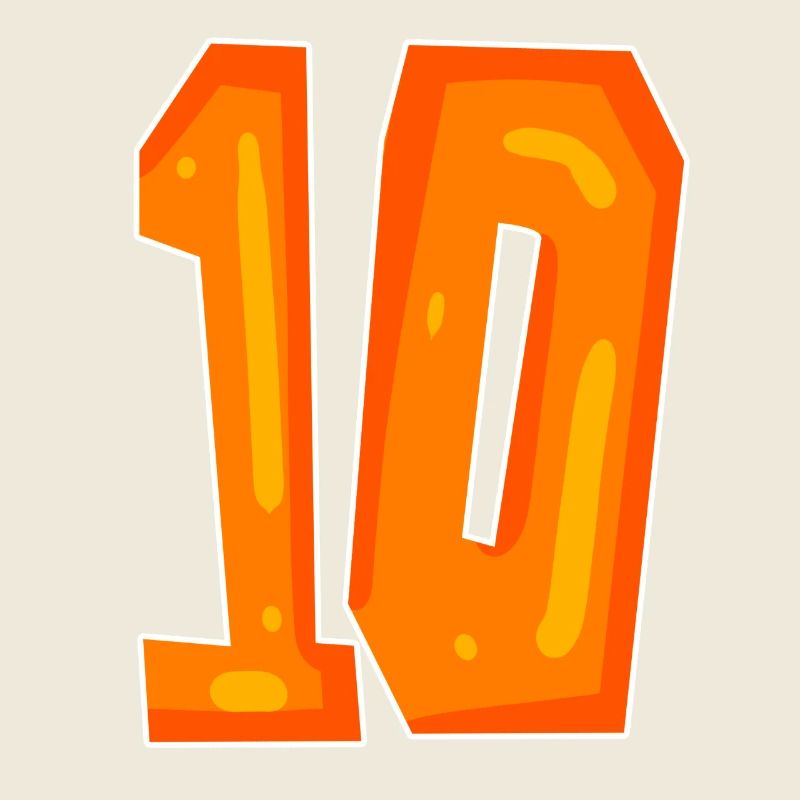 Ten 10 Orange Number Number
