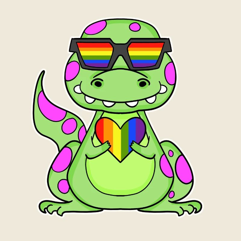 Dino Rainbow Heart Dinosaur Motif