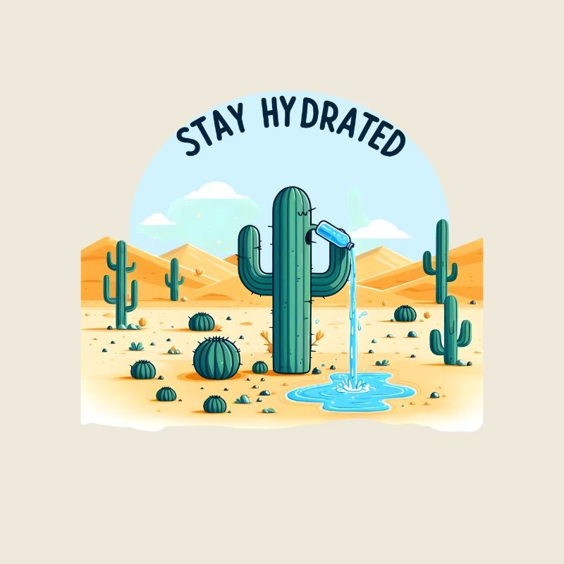 Hydrating cactus in the desert