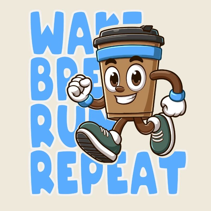Wake Up, Brew, Run, Repeat Motivation