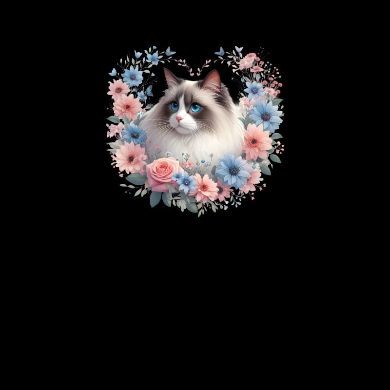 Chat Ragdoll avec fond floral