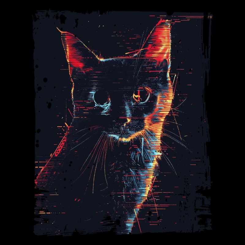 Cat Digital Horror Glitchcore Weirdcore Grunge