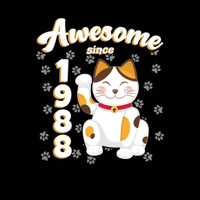 1988 Geburtstag Awesome since Katze Maneki neko
