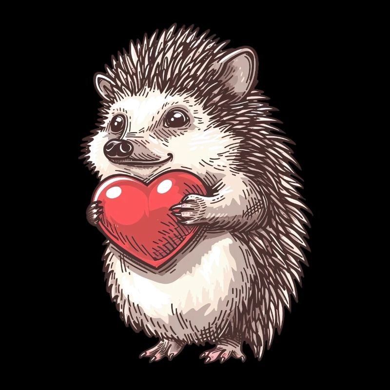 Adorable hérisson tenant une illustration de coeur pour