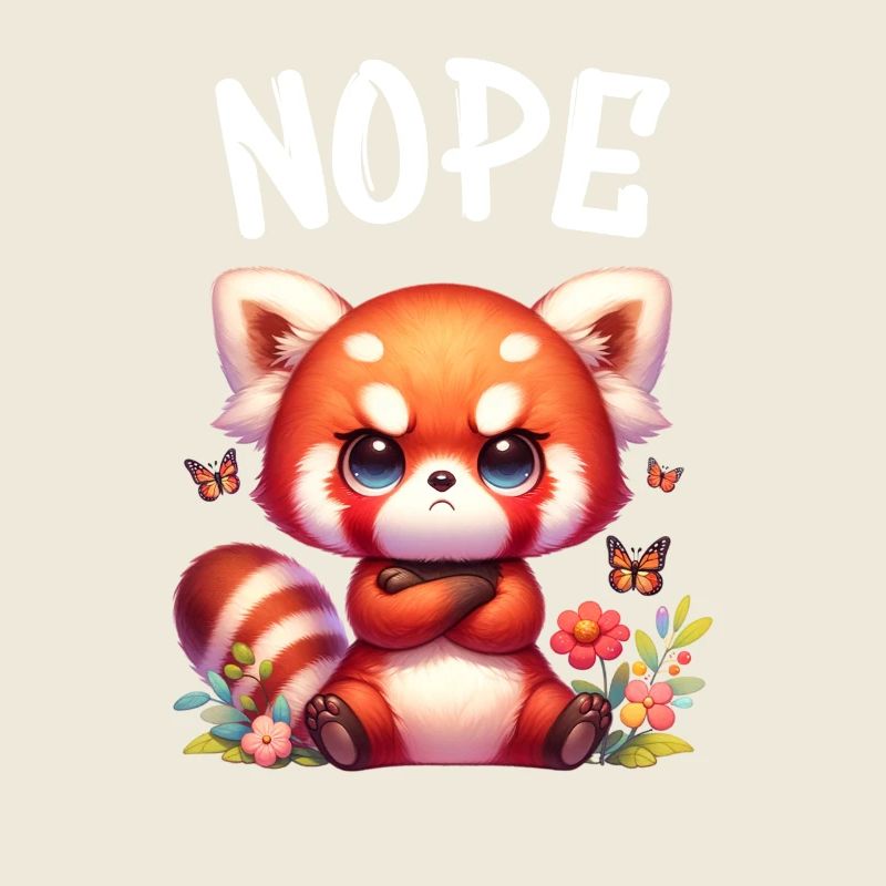 Red Panda Funny Saying Nope Fire Fox